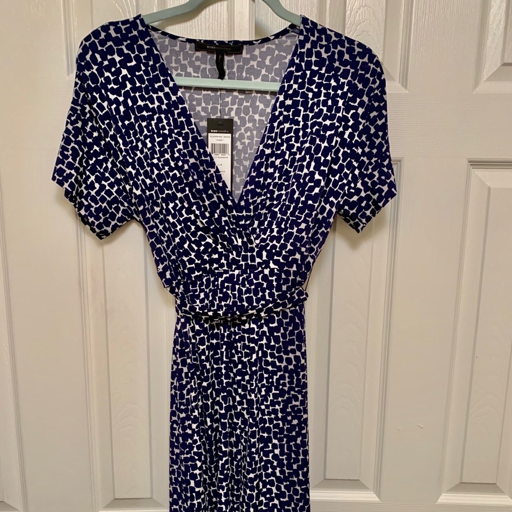 Knit blue and white dress.